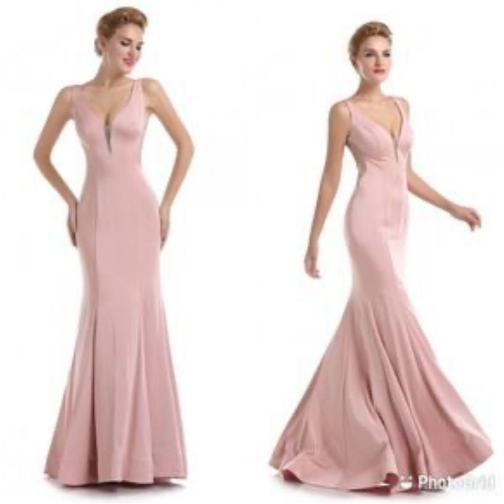 Romance  couture Women Pech Pink Gown Size 6 Maxi Dress Prom Wedding Formal